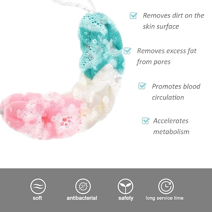 Back Loofah Sponge, Bath Back Scrubber Long Stretch, Bath Body Spong Shower Scrubber with Rope Handles, Exfoliating Body Loofah for Men Women (multicolor) - Image 5